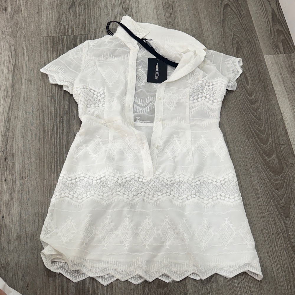 PrettyLittleThing White Lace Mini Dress